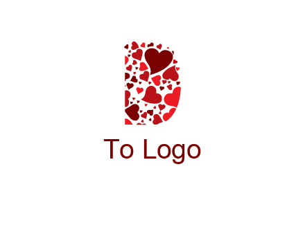 letter D made of hearts logo
