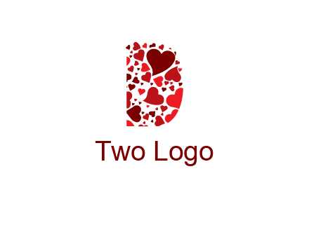 letter D made of hearts logo