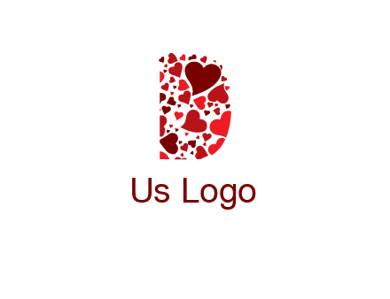 letter D made of hearts logo