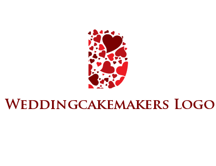 letter D made of hearts logo