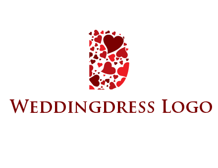 letter D made of hearts logo