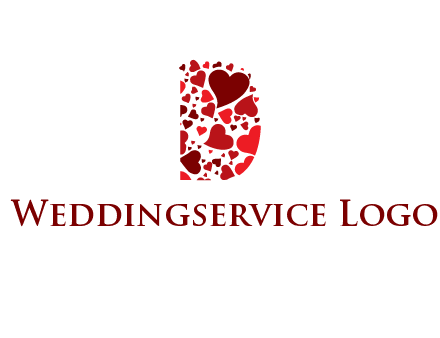 letter D made of hearts logo