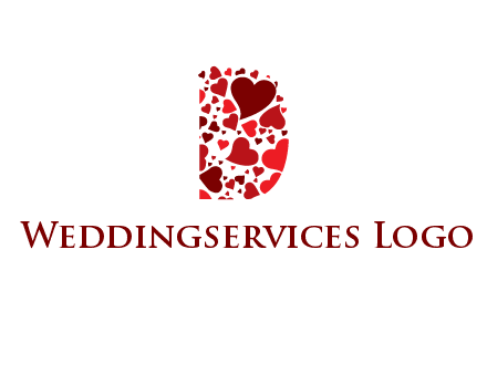 letter D made of hearts logo