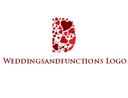 letter D made of hearts logo
