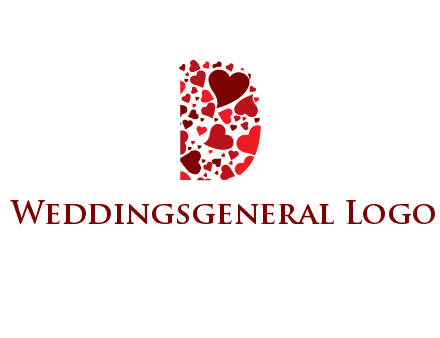 letter D made of hearts logo