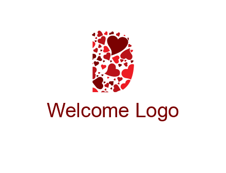 letter D made of hearts logo
