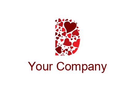 letter D made of hearts logo
