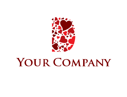 letter D made of hearts logo