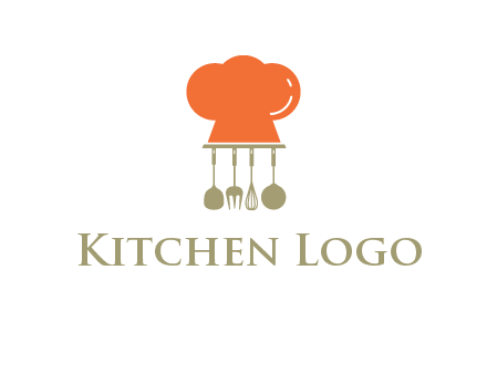 kitchen tools under chef cap logo