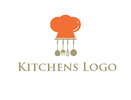 kitchen tools under chef cap logo