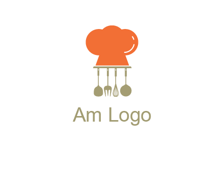 kitchen tools under chef cap logo