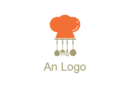 kitchen tools under chef cap logo