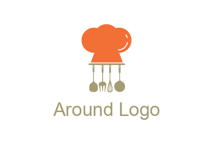 kitchen tools under chef cap logo
