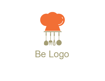 kitchen tools under chef cap logo