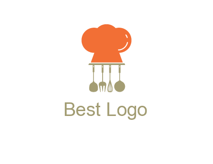 kitchen tools under chef cap logo