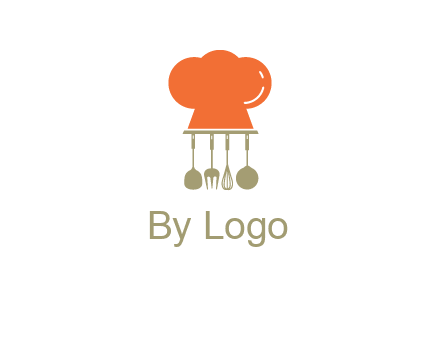 kitchen tools under chef cap logo