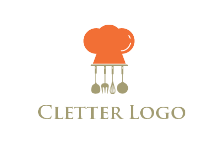 kitchen tools under chef cap logo
