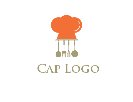 kitchen tools under chef cap logo