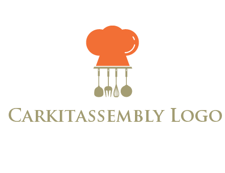 kitchen tools under chef cap logo
