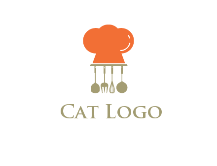 kitchen tools under chef cap logo