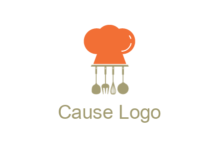 kitchen tools under chef cap logo