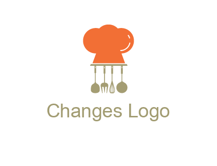 kitchen tools under chef cap logo