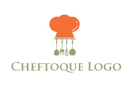 kitchen tools under chef cap logo