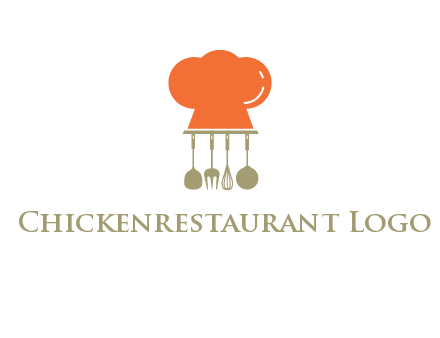 kitchen tools under chef cap logo
