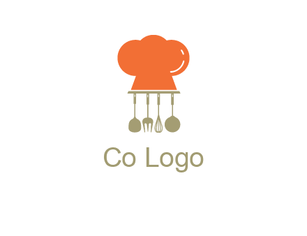 kitchen tools under chef cap logo