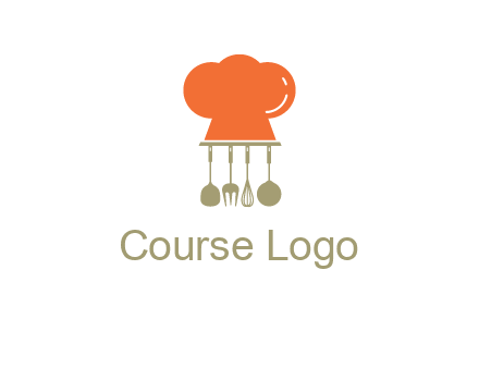 kitchen tools under chef cap logo