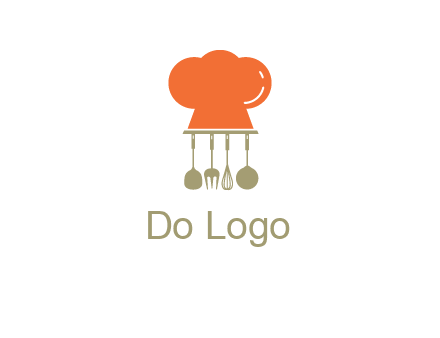 kitchen tools under chef cap logo