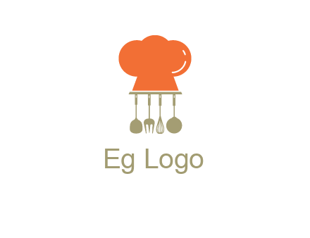 kitchen tools under chef cap logo