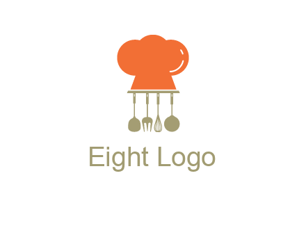 kitchen tools under chef cap logo