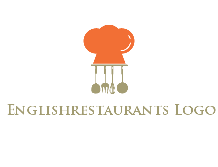 kitchen tools under chef cap logo
