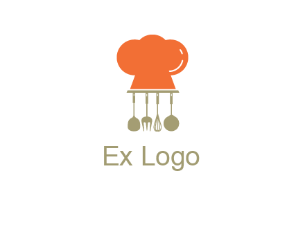 kitchen tools under chef cap logo