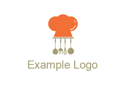 kitchen tools under chef cap logo