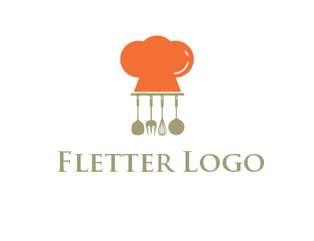 kitchen tools under chef cap logo