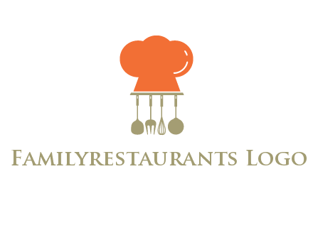kitchen tools under chef cap logo