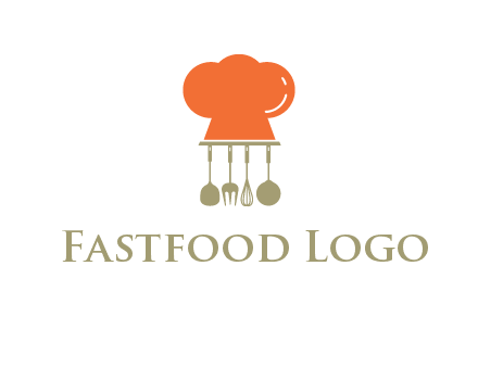 kitchen tools under chef cap logo