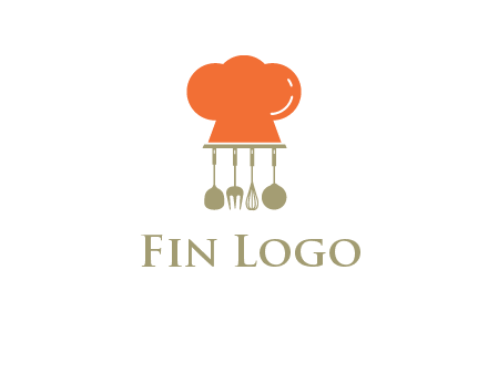 kitchen tools under chef cap logo