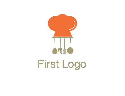 kitchen tools under chef cap logo