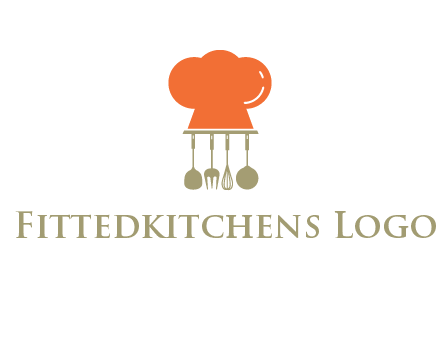 kitchen tools under chef cap logo