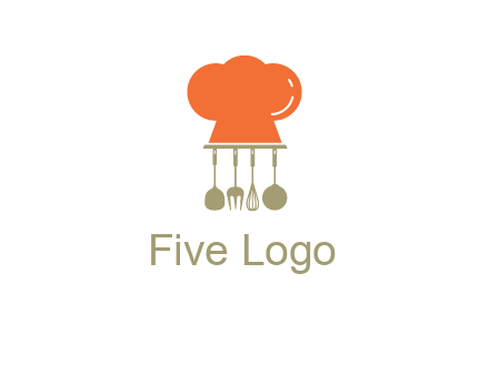 kitchen tools under chef cap logo