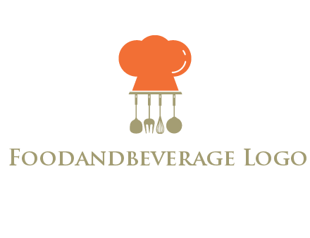 kitchen tools under chef cap logo