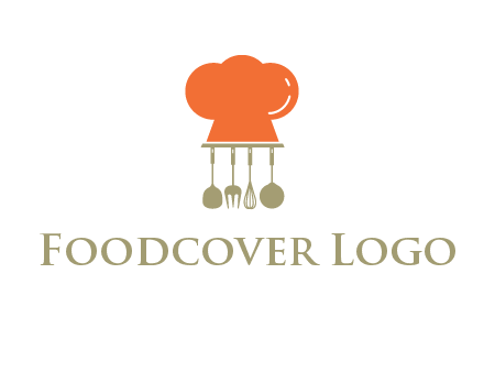 kitchen tools under chef cap logo