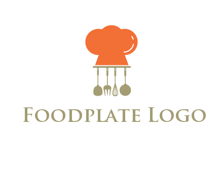 kitchen tools under chef cap logo