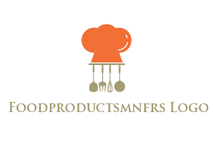 kitchen tools under chef cap logo