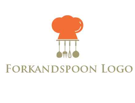 kitchen tools under chef cap logo