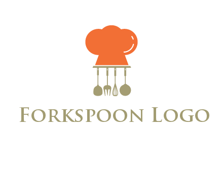 kitchen tools under chef cap logo