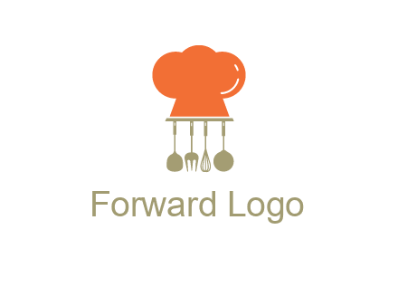 kitchen tools under chef cap logo